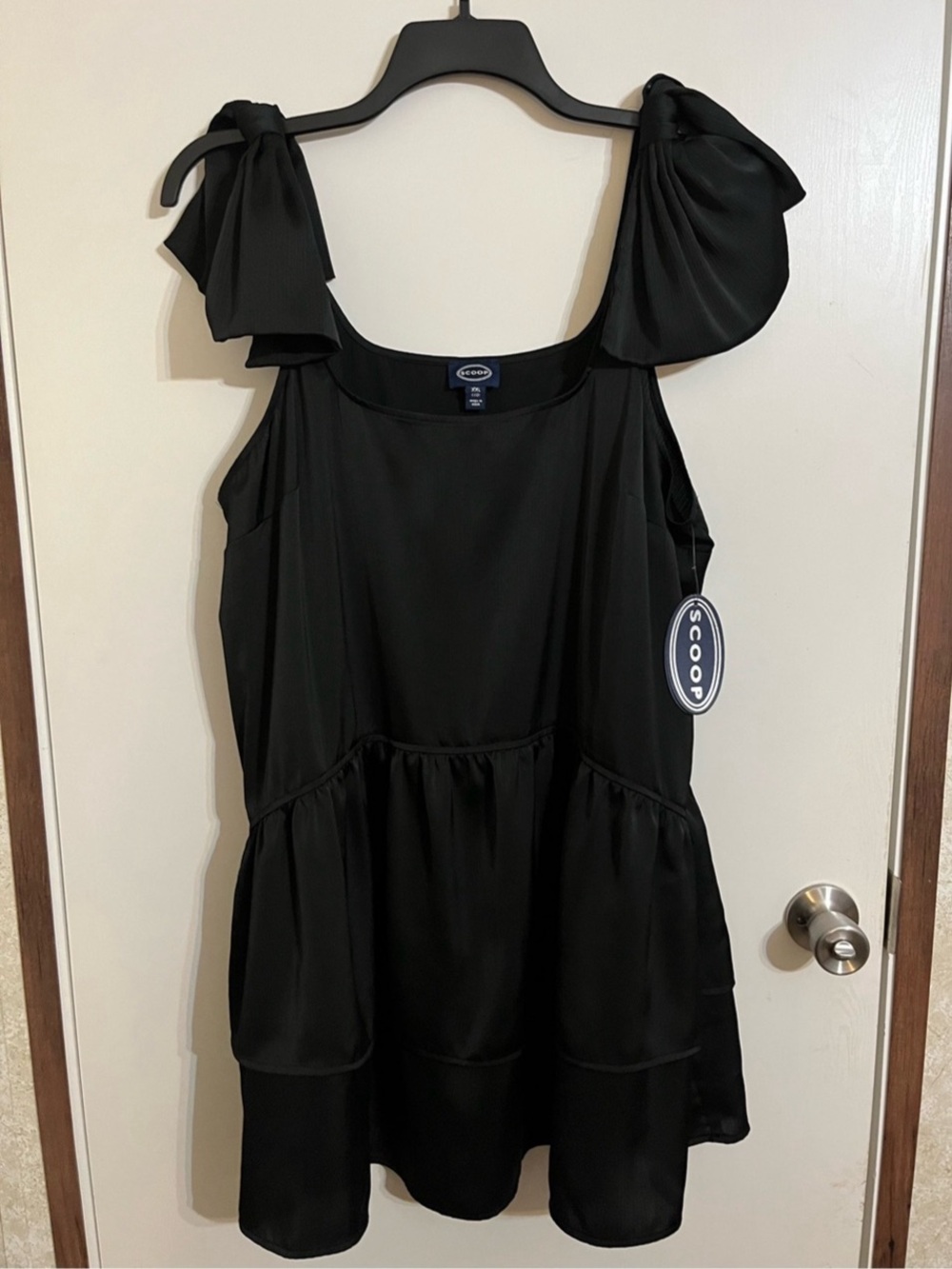 Scoop Flowy Tier Mini Dress Bow Black XXL (20)
